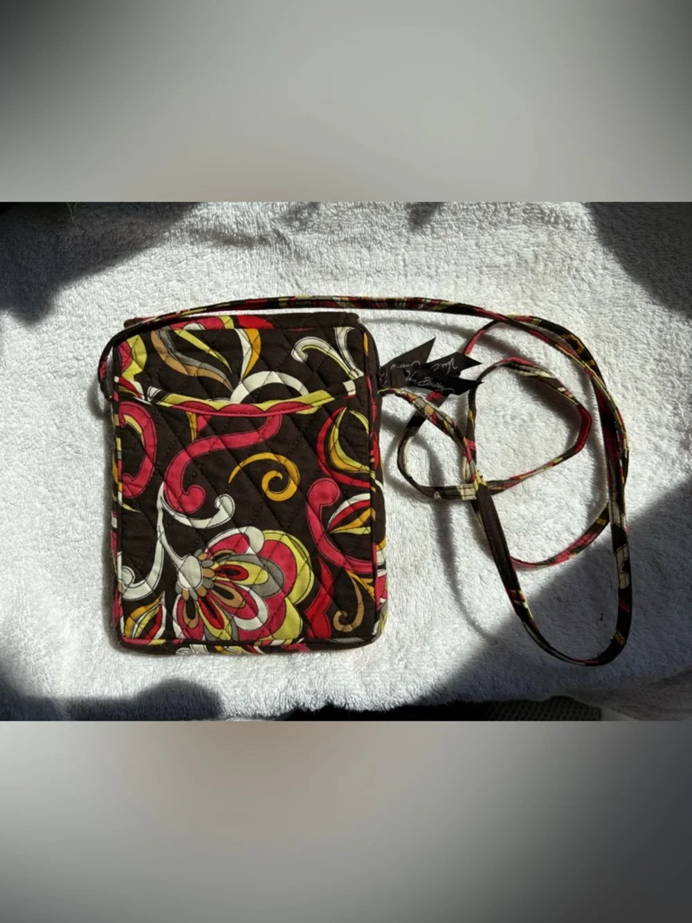 Vera Bradley Quilted Floral Crossbody Bag - Mocha Rouge - Picture 2 of 4